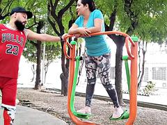 素人, フェラチオ, ぽちゃ, カップル, 中出し, 熟年, アウトドア, ヤリマン