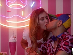 Good-looking chick Paige Owens nicely jumps on a huge loaded penis