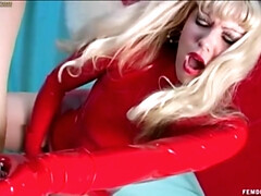 Red Latex Gloves Chastity Handjob Tease& Denial 2 FEMDOM LATEX CUCKOLD