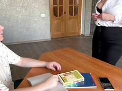 Grosse titten, Blasen, Spermaladung, Brille, Mutti, Natürlichen titten, Russisch, Student