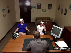 Mamada, Sexo duro, Lencería, Oficina, Realidad, Maestra, Adolescente, Trio