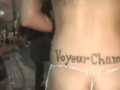 Kont, Braziliaans, Flashing, Man, Latijnse vrouw, Openbaar, String, Bekijker