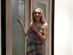 18, 美女, デカチン, ブロンド, フェラチオ, 手コキする, オナニー, ティーン