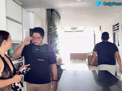 Enthousiasteling, Grote kont, Stel, Sperma, Groepseks, Spuiten, Stiefmoeder, Vrouw