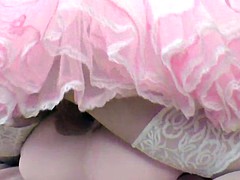 Sissy fuck doll in pink Sissy Dress