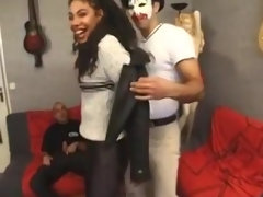 お尻, イく瞬間, 黒人, 乱交, グループ, 異人種間, オージー, ティーン