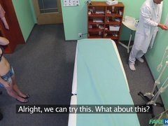 Amateur, Médecin, Doigter, Léchez, Infirmière, Bureau, Uniforme, Voyeur