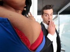 Gorda, Tetas grandes, Negro, Mamada, Estilo perrito, Ébano, Pajear, Interracial