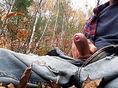 wanking sitting on the ground in the woods #1