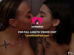 Horny babes stroke and suck a cock