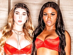 デカパイ, ブロンド, フェラチオ, 女 人男 人, 手コキする, 異人種間, 淫乱熟女, 三人