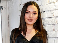 Brunette Nataly Gold sticks a big toy in her tight hole