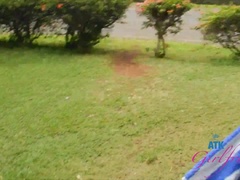 Branlette thaïlandaise, Huilée, De plein air, Petite femme, Pov, Chatte, Nénés, Voyeur