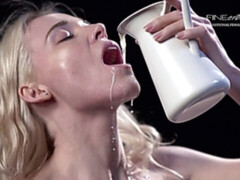 浴室, ブロンド, 指いじり, 目瞪口呆, オナニー, 剃毛, 一人, オッパイの