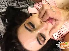 Anaal, Grote kont, Pijpbeurt, Bruinharig, Sperma shot, Sperma in gezicht, Hd, Likken