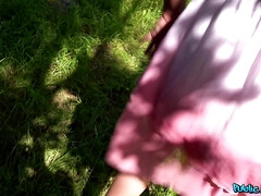 Enthousiasteling, Grote mammen, Pijpbeurt, Bruinharig, Sperma shot, Lul, Gezichtspunt, Openbaar