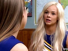 Hot Lesbian Cheerleaders Elsa Jean & Jill Kassidy Lick Pussy in College Dorm
