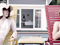 Trans ladies fuck 21yo petite in threesome