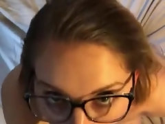 Puny Blond Takes a Fat Pop-Shot to her Wondrous Glasses