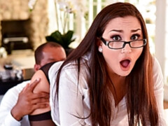 Sweet white secretary Gabriella Paltrova fucks with a hard black penis