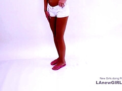 Pretty blond hair babe gets tight twat creampied in studio