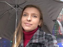 Amateur, Mamada, Checa, Europeo, Dinero, Al aire libre, Pov