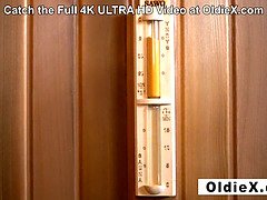 Old dude gets a blowjob and a mouthful of spring-heeled pussy