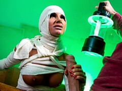 Cute-looking busty MILF Elicia Solis is getting fucked from behind