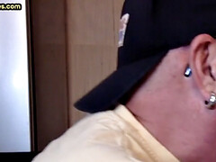 Cum greedy gloryhole DILF sucks in homemade closeup