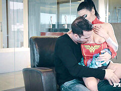 In den arsch, Grosser arsch, Blasen, Braunhaarige, Titten