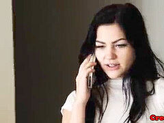 緊縛, ボンデージ, 服従, ティーン, 三人, のぞき