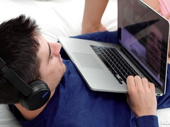 Angie Lynx rides Jordi's hard cock with her asshole