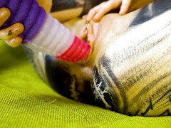 Hd, なめる, オマンコ, 一人, タトゥー, オッパイの, おもちゃ