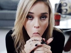 Inked blonde blows cock and copulates in POV video