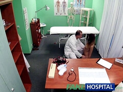 Sexy brunette patient gets a cure for her small tits and a hard dick