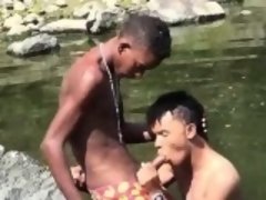 Negro, Mamada, Gay, Al aire libre