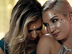 Big-titted lesbian babe seduces dyke before eating her out