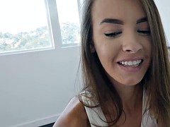 Grote lul, Bruinharig, Sperma shot, Handbeurt, Buiten, Gezichtspunt, Rijden, Geschoren