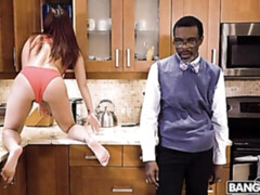 Grosser arsch, Schwarz, Blasen, Hundestellung, Behaart, Latina, Natürlichen titten, Rotschopf