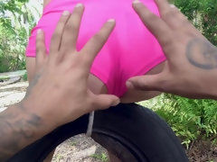 Asiatisch, Tussi, Blasen, Hundestellung, Hd, Natürlichen titten, Im freien, Muschi