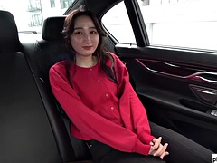 素人, アジア人, 美人, デカパイ, フェラチオ, 車, 熟年, ティーン