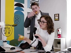 It's porn office and girls get into it so they have to make it