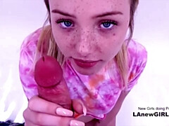 18 jaar, Blond, Pijpbeurt, Schattig, Gezichtspunt, Zuigen, Plagen, Tiener