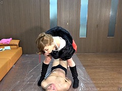 Aziatisch, Bondage discipline sadomasochisme, Gebondenheid, Voeten, Dominante vrouw, Japaans, Verpleegster, Kantoor