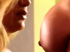 デカパイ, ブロンド, 茶髪の, ディルド, Hd, キス, レズビアン, おもちゃ