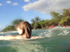 Amateur, Playa, Rubia, Desnudo, Al aire libre, Pov, Público, Tetas