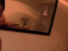 Young Latina makes her jugs bounce while riding a huge dong