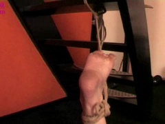 Blondy tied tit-grabbed and ballgagged
