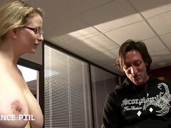 ブロンド, エロティック, フランス人, 手コキする, 乳首, オマンコ, ラフ, オッパイの