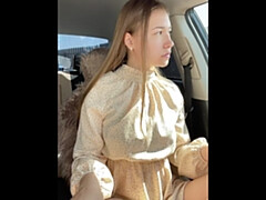 Incroyable, Voiture, Fétiche, Orgasme, Chatte, Russe, Jouets, Mouillée